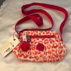 Kipling Sabian Nylon Crossbody Bag Latin Cheetah + Tonal Monkey Key Chain NWT